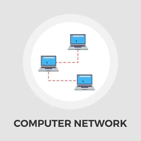 Computer netwerk één vlakke pictogram. — Stockvector