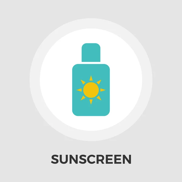 Zonnebrandcrème vector platte pictogram — Stockvector