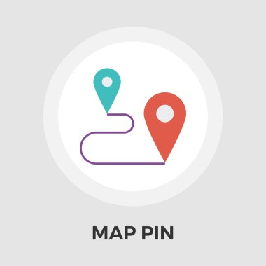 Harita Pin Düz Simgesi