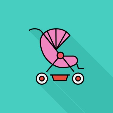 Çocuk arabası düz simgesi