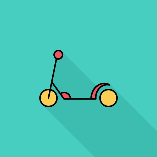 Scooter niño icono plano — Vector de stock