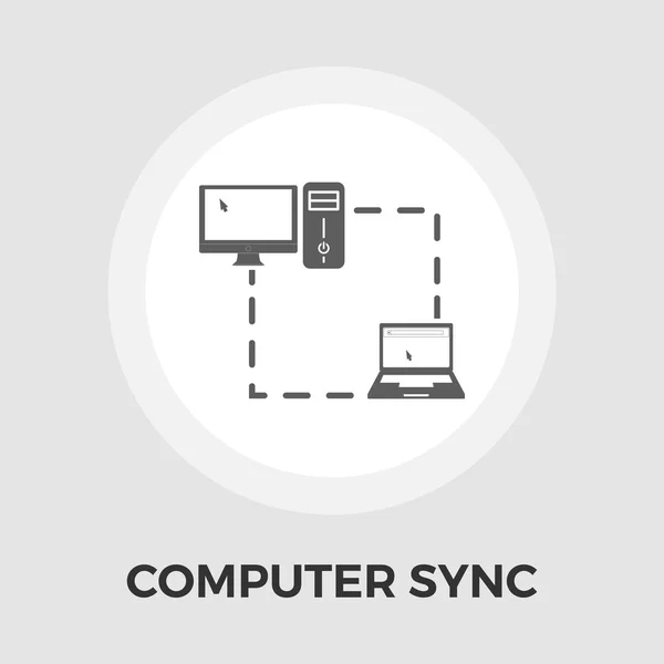 Computer synchronisieren einzelnes flaches Symbol. — Stockvektor