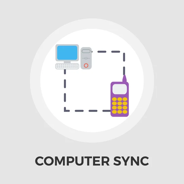 Υπολογιστή συγχρονισμού μόνο επίπεδη εικονίδιο. — Διανυσματικό Αρχείο