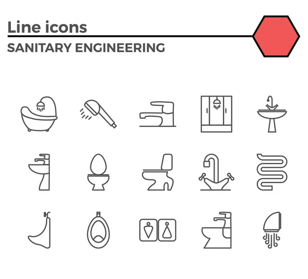 Conjunto de ícones de vetor plano de engenharia sanitária —  Vetores de Stock