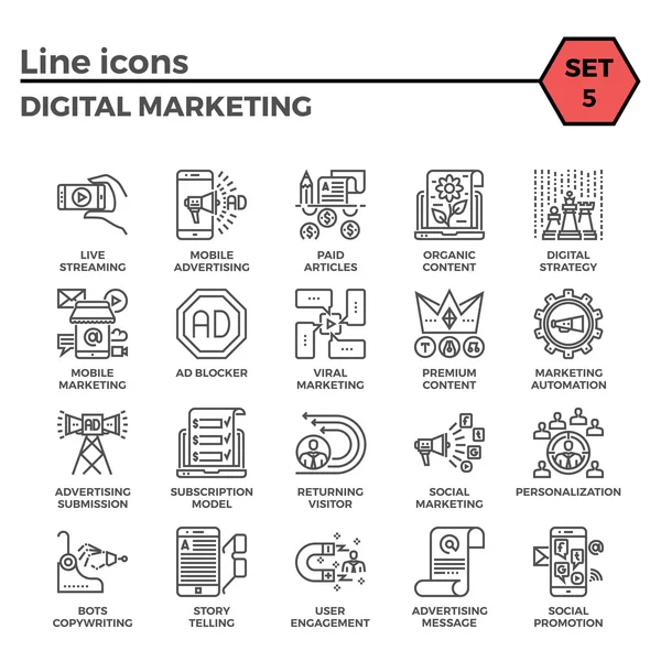 Digitale Marketing-Ikone gesetzt — Stockvektor