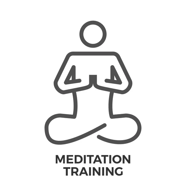 瞑想トレーニング細い線ベクトルアイコン — ストックベクタ
