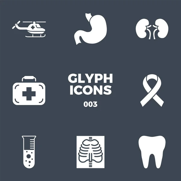 Set de iconos de glifos médicos — Vector de stock