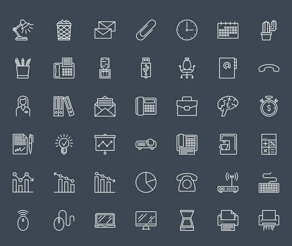 Iconos de línea de oficina — Vector de stock