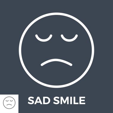 Üzgün gülümseme ince çizgi vektör simgesi