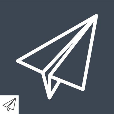 Kağıt Uçak İnce Çizgi Vektör Simgesi