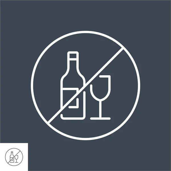 Aucun signe d'alcool lié vecteur mince icône de ligne — Image vectorielle