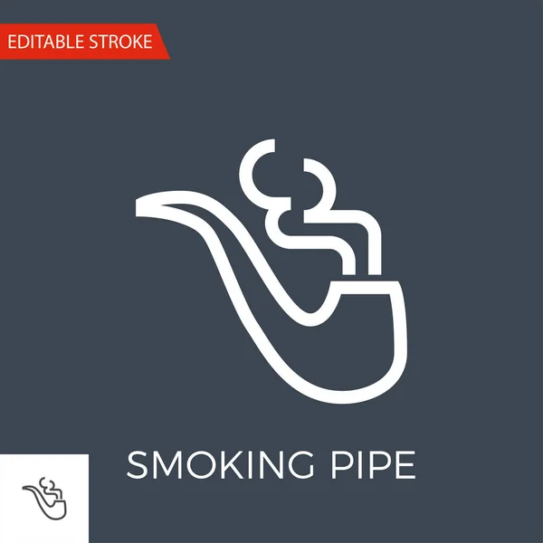 Smoking Pipe Thin Line Vector Icon. — Stockvektor