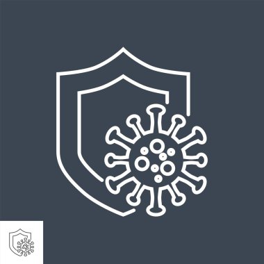 Coronavirus Koruma İlgili vektör ince çizgi simgesi