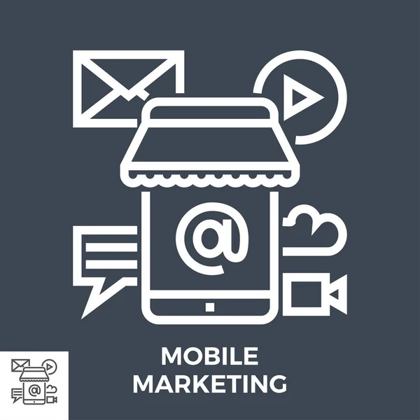 Mobile Marketing Line Icon — Stock Vector