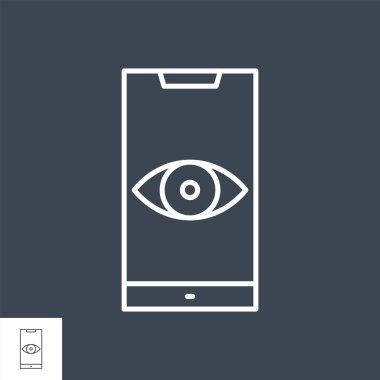 Gözetleme akıllı telefonu bağlantılı vektör ince çizgi simgesi.