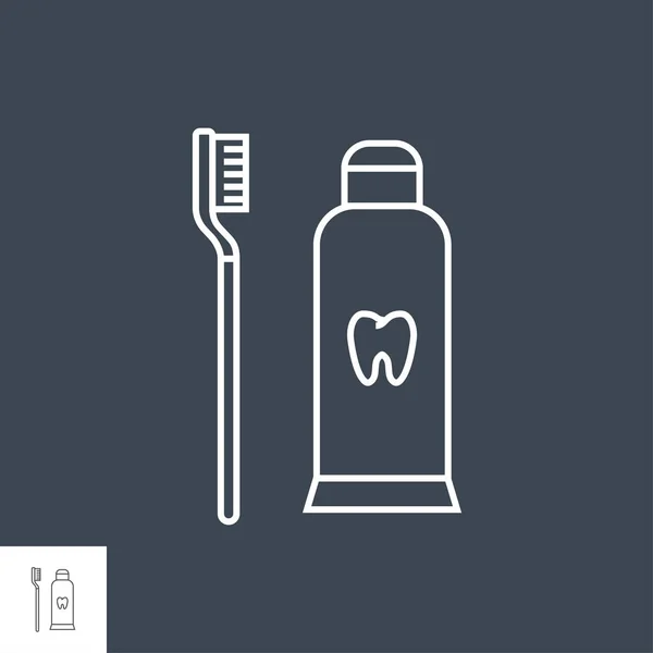 Zahnpasta und Zahnbürste Line Icon — Stockvektor