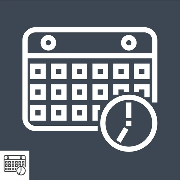 Calendrier avec horloge mince ligne vectorielle icône — Image vectorielle