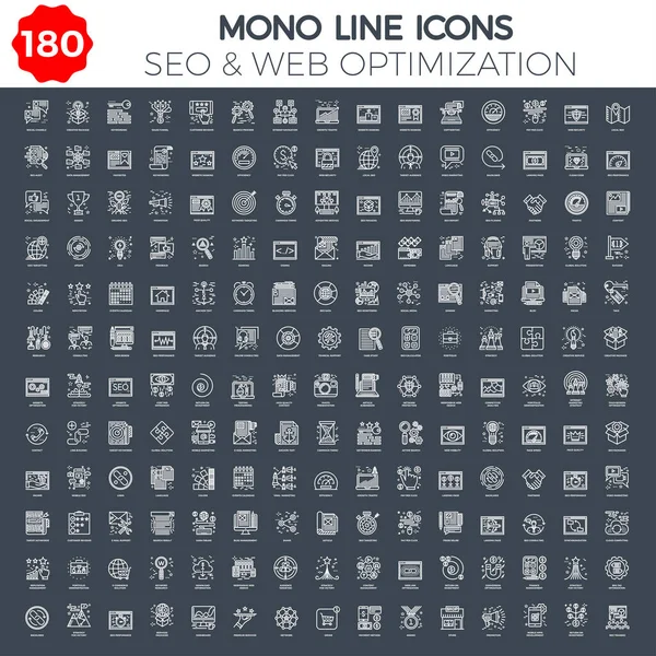Thin Line Icons Set of Search Engine Optimization — Stock Vector