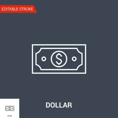 Dolar İlgili Vektör Satırı Simgesi.