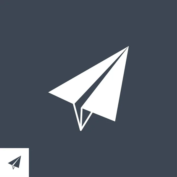 Icona del glifo vettoriale relativa all'aeroplano di carta. — Vettoriale Stock