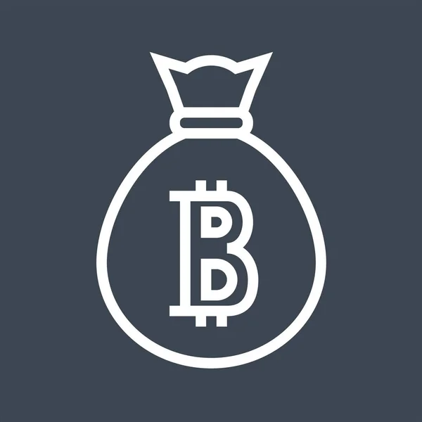 Geldzak met Bitcoin Thin Line Vector Icon — Stockvector