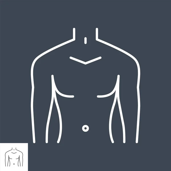 Male torso related vector thin line icon. — Stock Vector