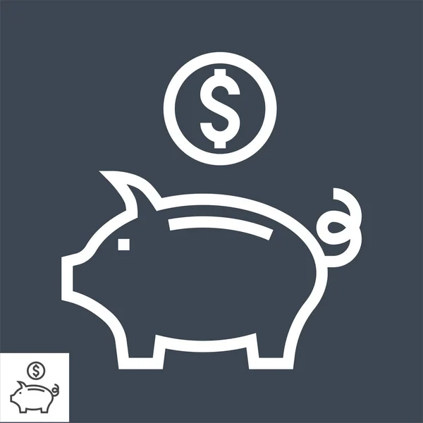 Piggy Bank Thin Line Vector Icon — Stock Vector