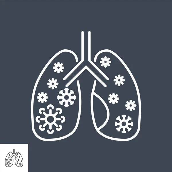 Pulmones Infección vector relacionado con la línea delgada icono. — Archivo Imágenes Vectoriales