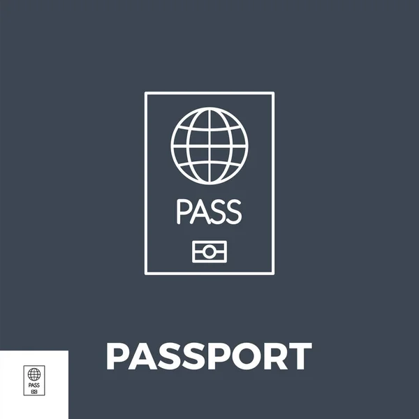 Vector Line Icon 과 연결 된 여권. — 스톡 벡터
