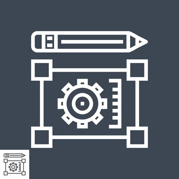 Pensil avec icône de ligne de plan — Image vectorielle