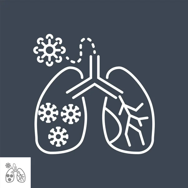 Pulmones Infección vector relacionado con la línea delgada icono. — Vector de stock