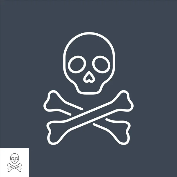 Skull and bones related vector thin line icon. — Stock Vector