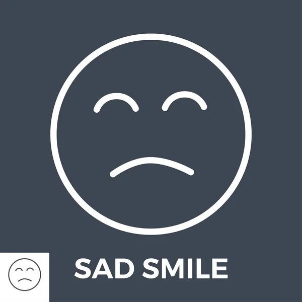 Triste sorriso ícone vetor linha fina —  Vetores de Stock