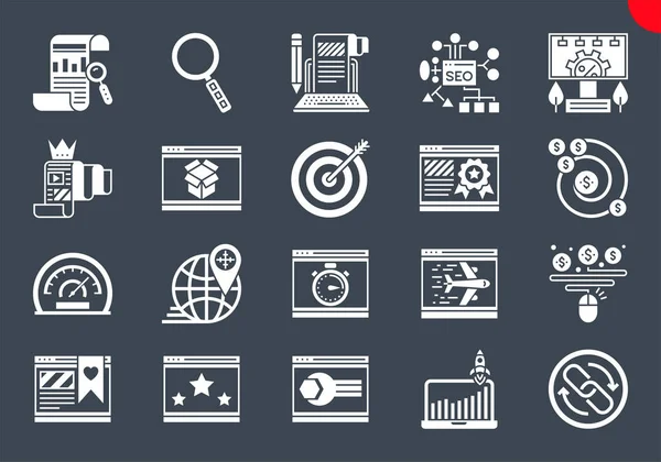 Thin Line Icons Set of Search Engine Optimization — Stock Vector