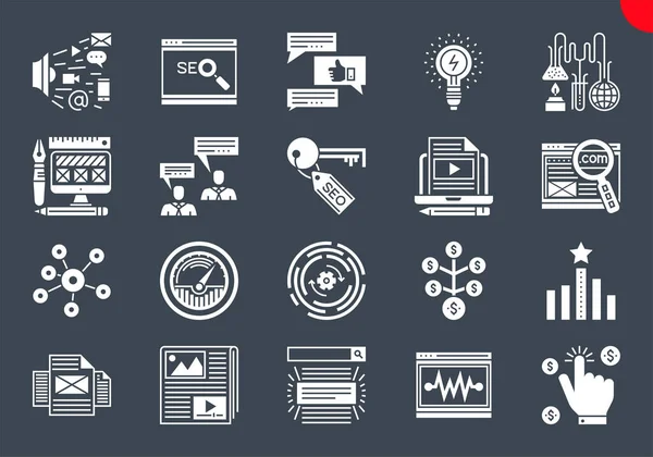 Conjunto de iconos de línea delgada de optimización de motores de búsqueda — Archivo Imágenes Vectoriales