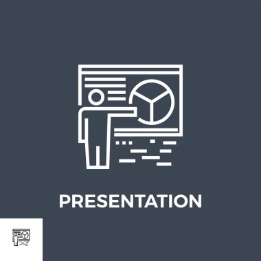 Sunum İlgili Vektör İnce Satır Simgesi. Kara Arkaplan 'da izole edilmiş. Düzenlenebilir Vuruş. Vektör İllüstrasyonu.