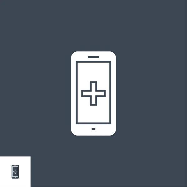 医療アプリ関連のベクトルグリフアイコンを持つスマートフォン. — ストックベクタ