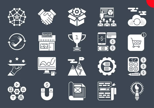 Seo Glyph Icons Set Seo Related Vector Glyph Icons Sito — Vettoriale Stock