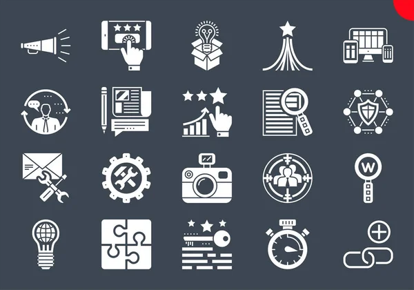 Conjunto de iconos de línea delgada de optimización de motores de búsqueda — Vector de stock