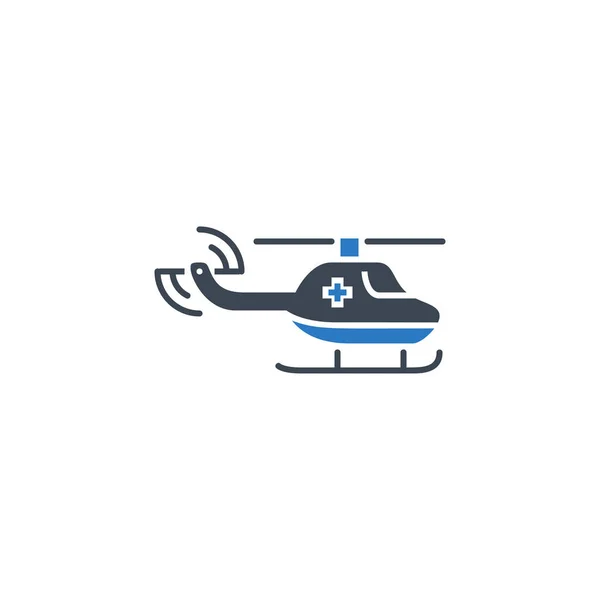 Helicóptero de emergencia Glifo relacionado con el icono del vector. — Vector de stock