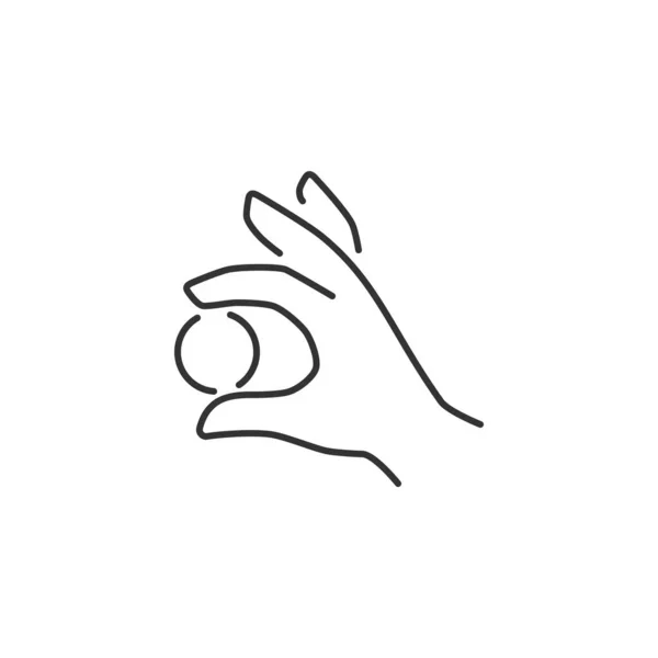 Hand Holding a Coin Related Vector Line Icon. — Stock Vector