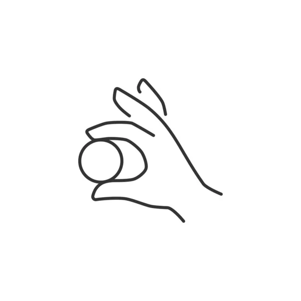 Hand Holding a Coin Related Vector Line Icon. — Stock Vector