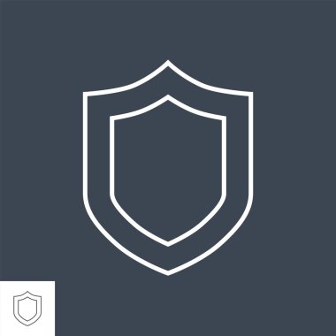 Kalkanla ilgili vektör ince çizgi simgesi.