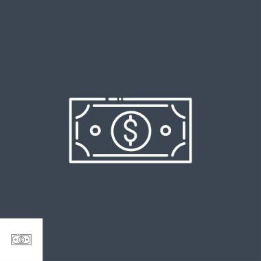 Dolar bağlantılı Vektör İnce Çizgi Simgesi. Kara Arkaplan 'da izole edilmiş. Düzenlenebilir Vuruş. Vektör İllüstrasyonu.