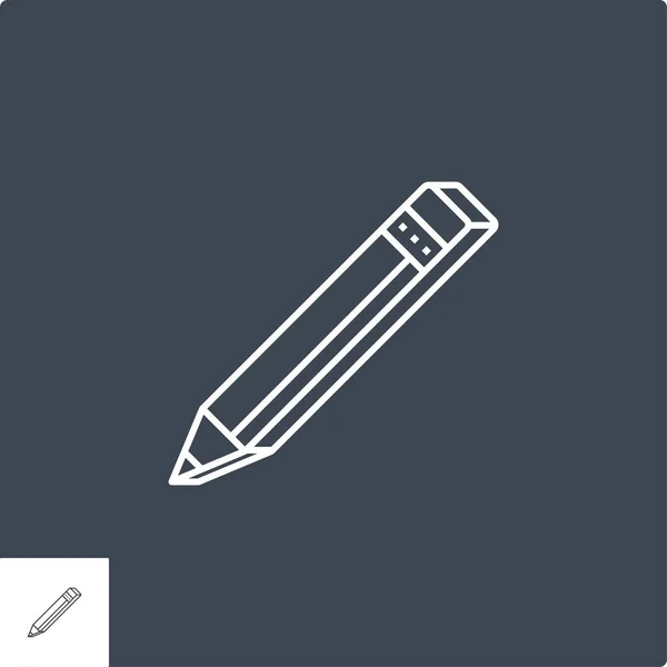 Pencil Related Flat Vector Icon Isolated Black Background Editable Stroke — Stock Vector