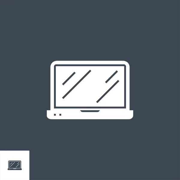 Laptop Related Vector Glyph Icon Aislado Sobre Fondo Negro Ilustración — Archivo Imágenes Vectoriales