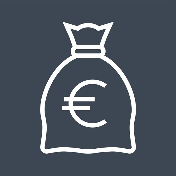 Bolsa de dinero con euro línea delgada Vector icono — Vector de stock