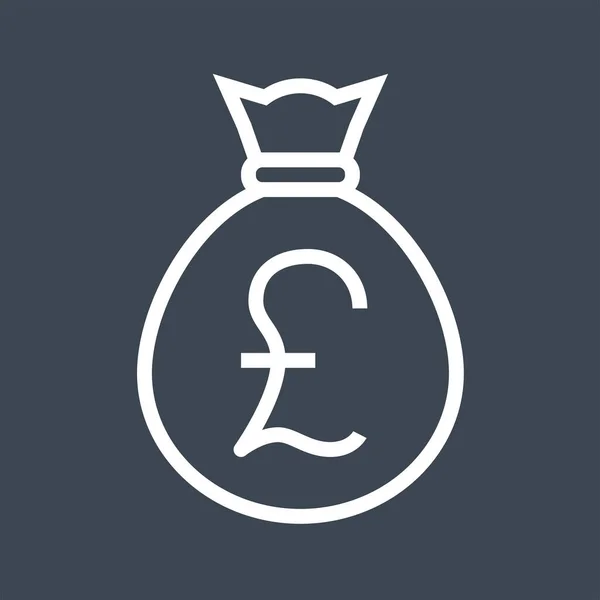 Money Bag with Pound Thin Line Vector Icon — Stockvector