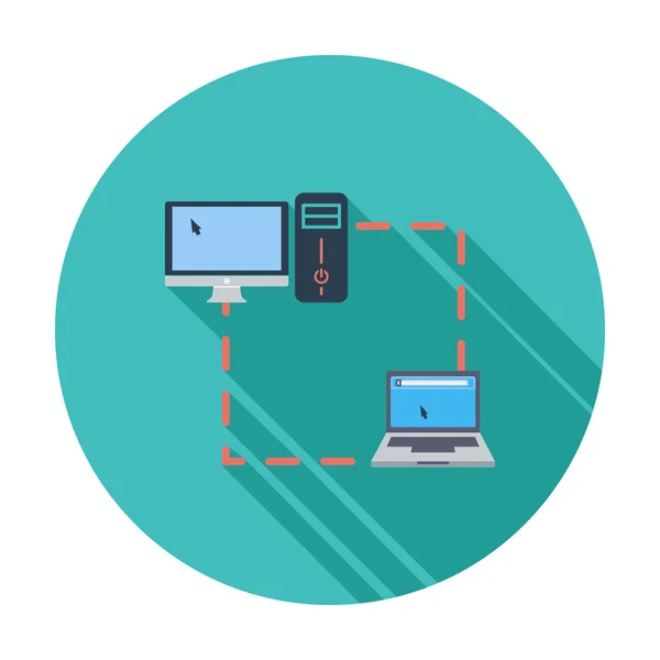 Computer sync enkel vlakke pictogram. — Stockvector