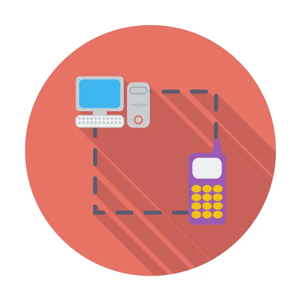 Telefoon sync enkel vlakke pictogram. — Stockvector